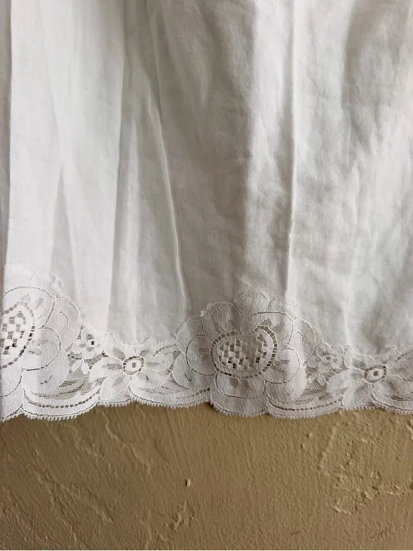 Vintage White Cotton Lace Half Slip - Lightweight Lined Underskirt - Image 3