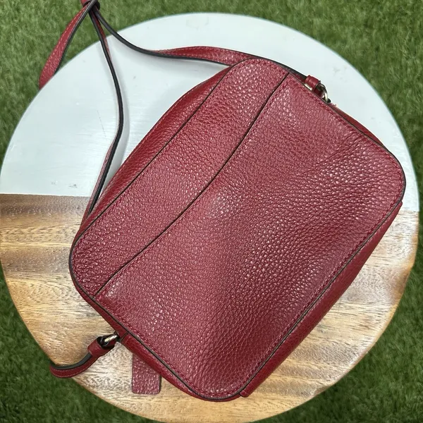 Coach Pebble Leather Shoulder‎ Bag Auth Red Medium Women - Image 3