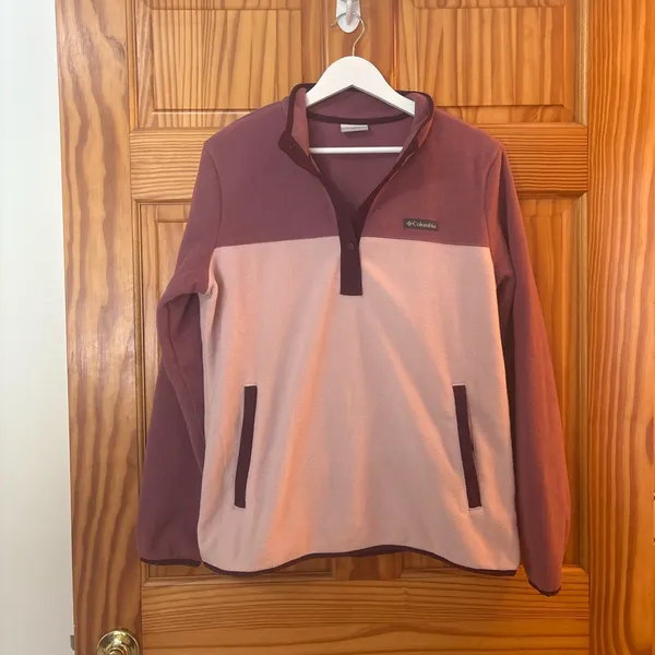 Columbia Size Large Pink Fleece 1/4 Snap Pullover Sweatshirt - Image 2