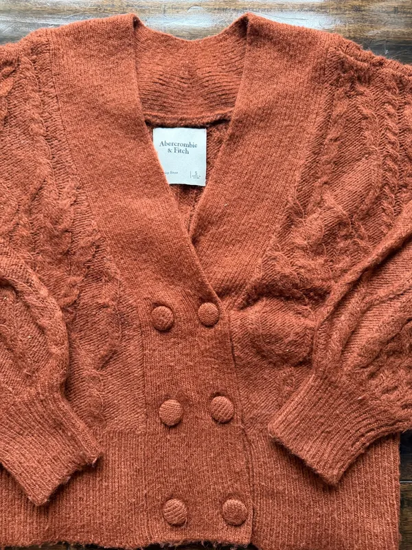 Abercrombie Rust Cable Wool Cardigan - Image 2