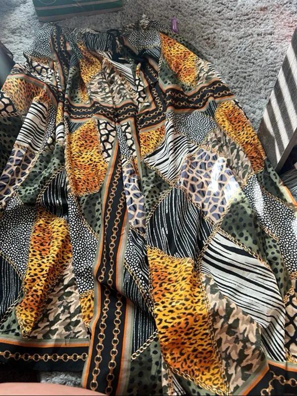 NWT truth fashion Bold Animal Patchwork‎ Maxi Skirt in Green and Yellow - Image 4