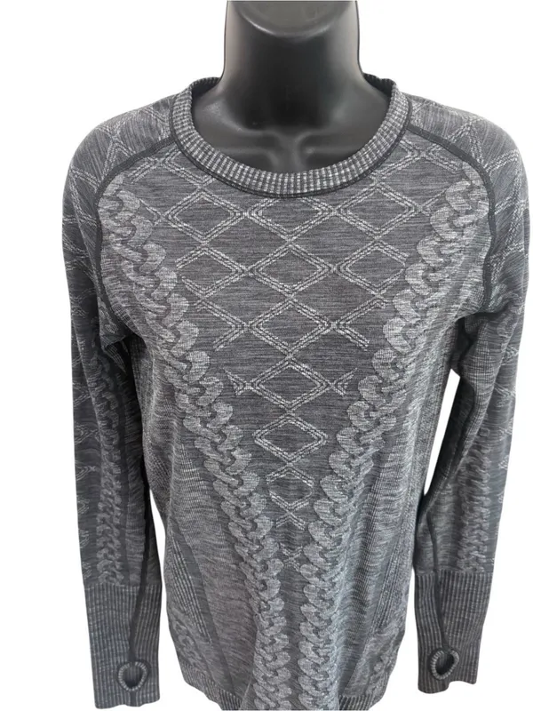 Lululemon Rest Less Pullover Gray Textured Women’s Size 6 Long Sleeve - Image 5