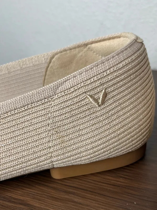 Vivaia Golden Almond Glitter Margot 2.0 Square Toe V Cut Flats Washable Size 41 - Image 9