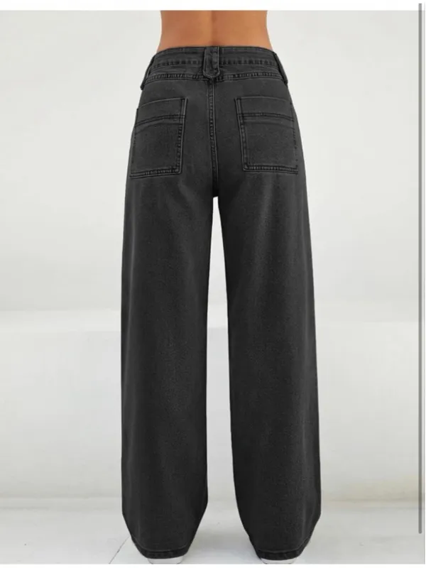 NEW Baggy Straight Leg Mid Rise Y2K Boyfriend Wide Leg High Waist Jeans 16/18 - Image 2
