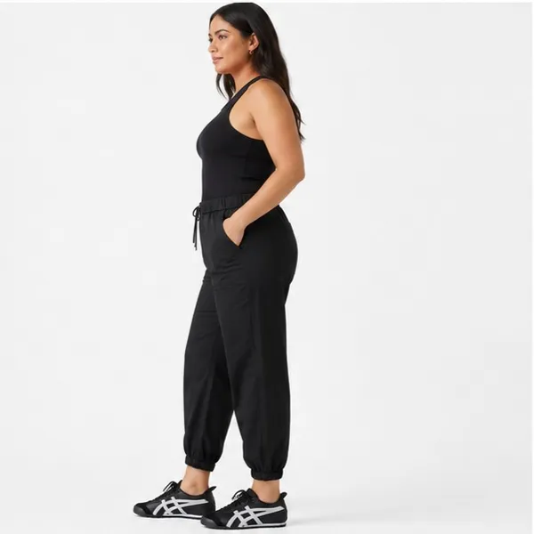 Levi's Womens Essential Joggers Size L Black Meteorite Mid Rise Tapered Stretch - Image 4