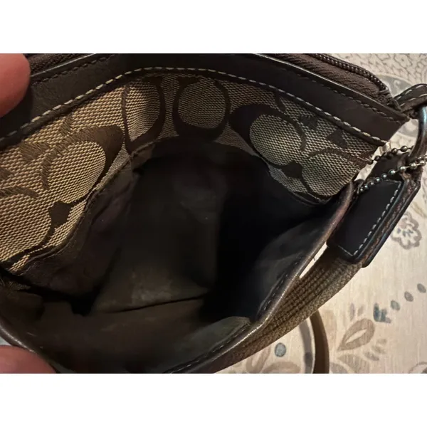 Vintage Coach Signature Stripe Crossbody Bag Brown Canvas Swingpack - Image 7