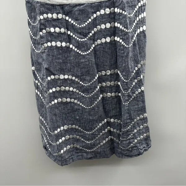 Boden Summer‎ Fun Denim Blue & White Embroidered Sleeveless Mini Dress Size 10 - Image 3