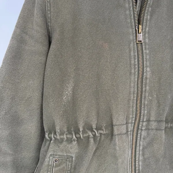 Pendleton Hooded Jacket Womens M Green Cotton Workwear Plaid Lined Full Zip - Image 8