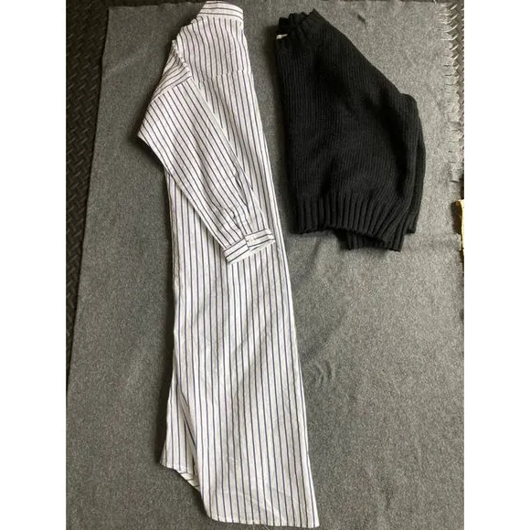 Knitted sweater and Stripes Shirt Dress Women‎ long-Length Shirt Dress - Image 5