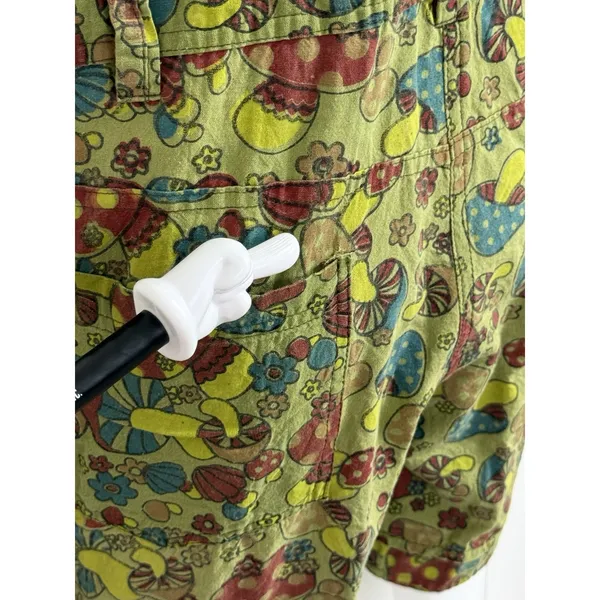 Vintage Jayli Women’s Mushroom Print Overall Shorts Retro Boho Hippie Size XL - Image 7