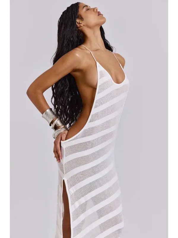 Jaded London Knit Maxi Dress in White Noir Small New Womens Long - Image 13