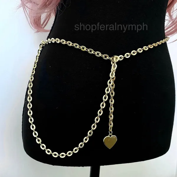 Gold Y2K Heart Charm Flat Link Draped Chain Belt, Fits Up to 48 Inches, X7GA1369 - Image 4