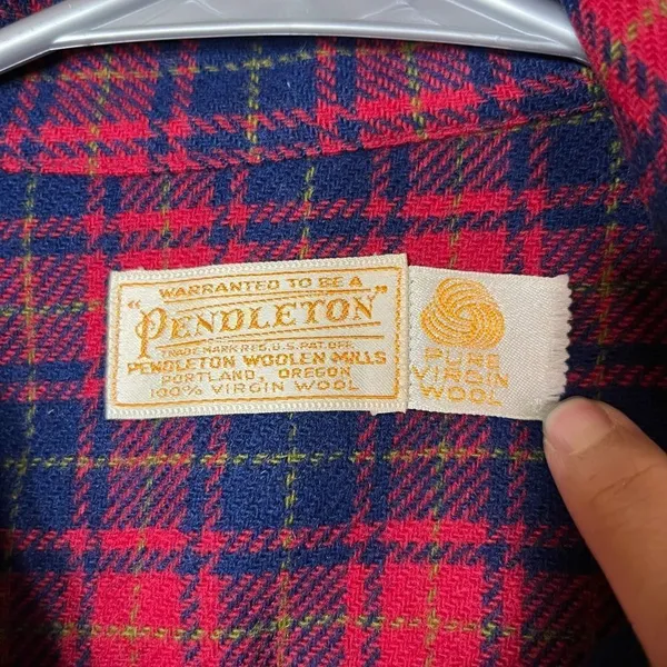 ‎Vintage Pendleton 100% Pure Virgin Wool Red Plaid Coat - Image 12