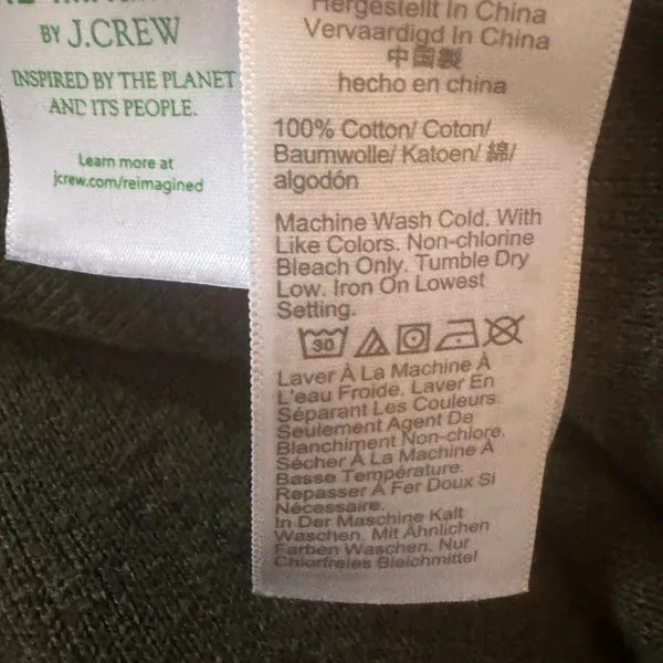 J.Crew Re-Imagined Open Front Cardigan Sweater Small Olive Green 100% Cotton - Image 10