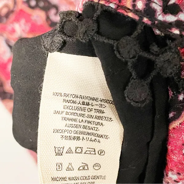 Free People Size 10 Pink‎ Paisley Crotchet Trim Floral Tunic Dress - Image 4