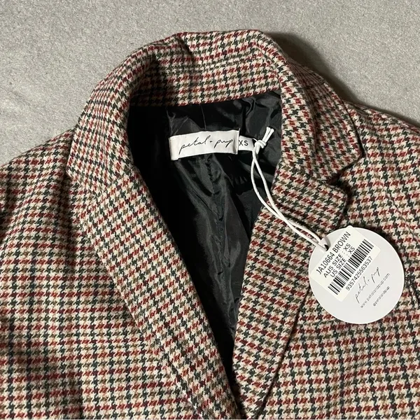 Petal + Pup Brandy Blazer XS Brown Houndstooth Jacket NWT Workwear - Image 2