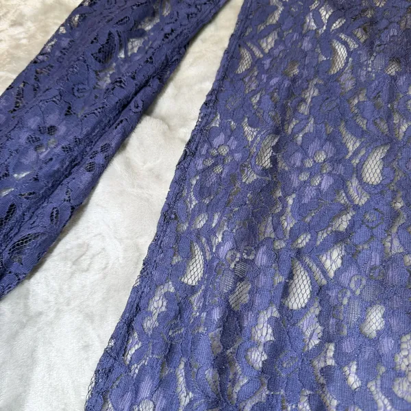 LuLaRoe Womens Size Large Blue Floral Lace Long Duster Vest Sleeveless Open - Image 10