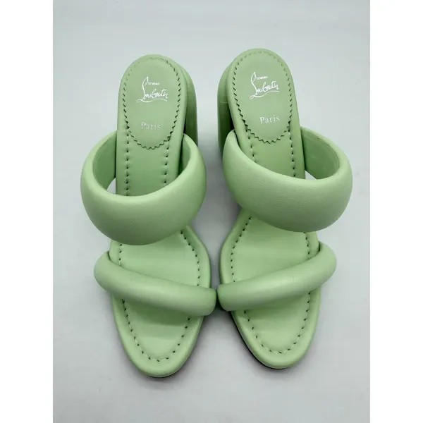 Christian Louboutin Inflama Sab 85 Leather Heels Sandals 38.5 Studio Green $945 - Image 3