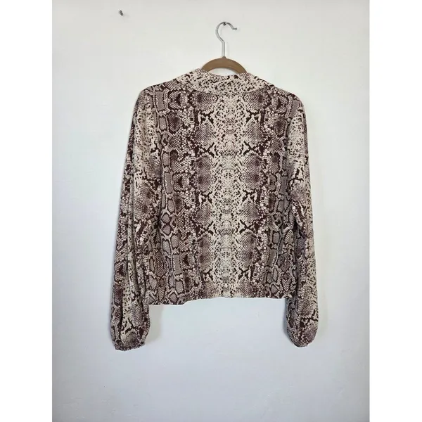 NEW Intempo Brown Snakeskin Blouse Crop Slinky Chic Boho Office Formal Large - Image 7