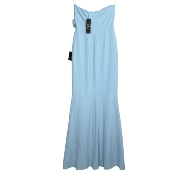 NWT Lulus Elegant Finesse Pleated Cutout Strapless Bodice Maxi Dress S Blue - Image 13