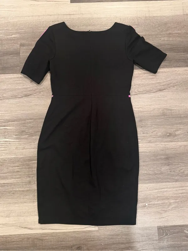 Bailey 44 Women’s Black Straight Short Sleeve Pencil Dress Pink Trim Sz M - Image 6