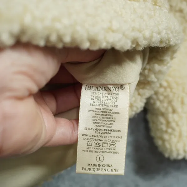 BLANKNYC‎ Women's Large Sherpa Corduroy Mixed Media Jacket Tan Cream Cozy City - Image 9
