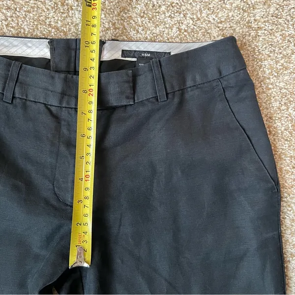 H&M Black Dress Pants Mid-Rise Straight Leg Linen Blend Size 8 - Image 6