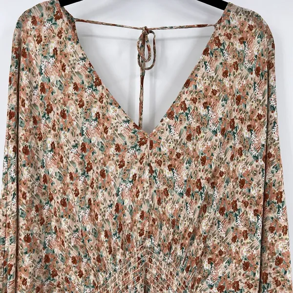 Final Touch Floral Mini Dress Multi Dolman Sleeves Coastal Cowgirl Boho Size M - Image 3