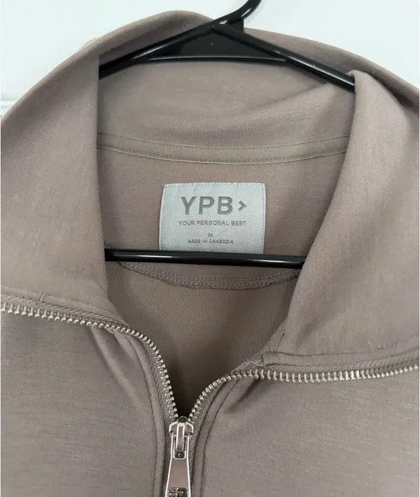 Abercrombie YPB Taupe Zip-Front Sweatshirt Jacket - Image 3