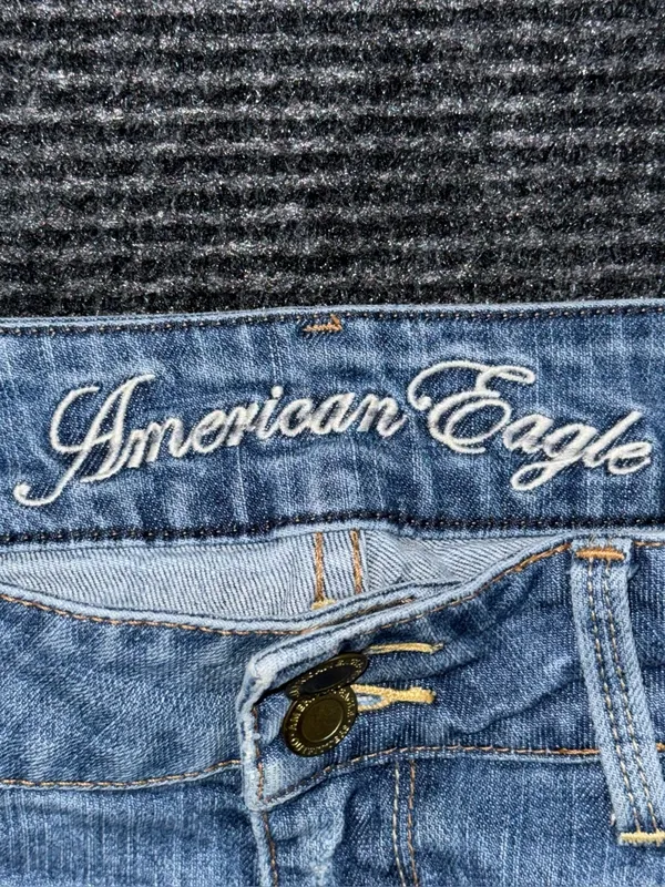 VTG Y2K American Eagle Ultra Low Rise Micro Mini Jean Shorts 2 Distressed Grunge - Image 8