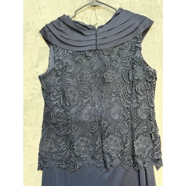 Patra Womens Size 18 Navy Blue Lace Chiffon Maxi Formal Evening Dress - Image 4