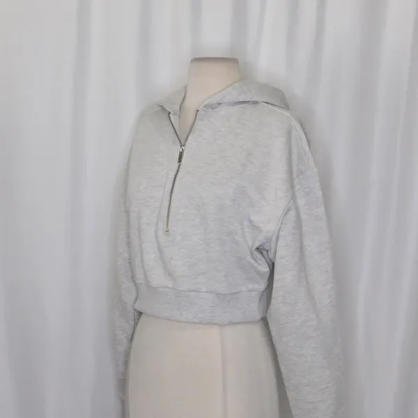 NWT!! WEWOREWHAT Half Zip Hoodie Heathered Gray Sweatshirt Hood Athleisure Small - Image 6