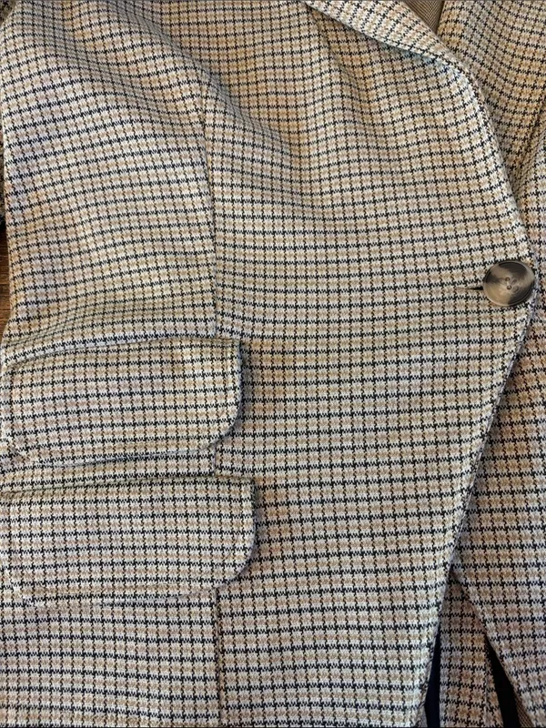 Maeve Anthropologie Collegiate‎ Knit Blazer Asymmetrical Check Brown Small NWT - Image 5