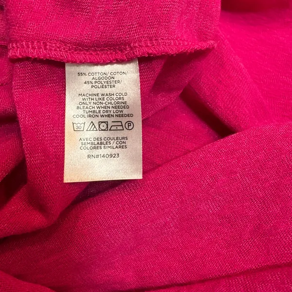 LOFT Loose Button Henley Top‎ Hot Pink Short Sleeve Casual Blouse Size Medium M - Image 4