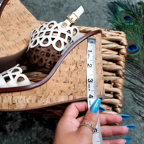 Tory Burch Nori Laser-Cut 115MM Wedge Sandal‎ in Ivory - Image 10