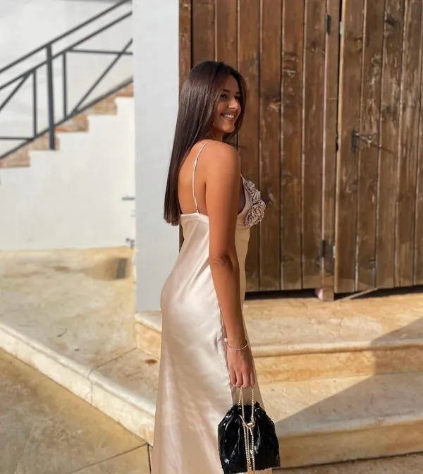 Zara dress maxi satin slip bodycon ruffled strappy wedding evening cocktail - Image 4