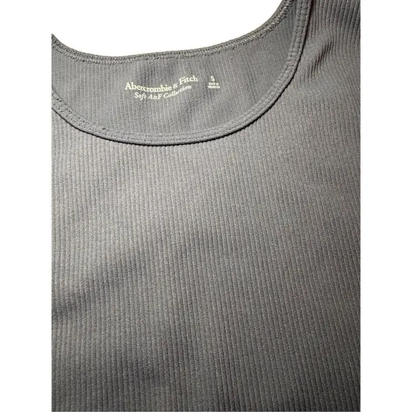 Abercrombie & Fitch‎ Grey Blue ribbed stretchy top sz S - Image 3