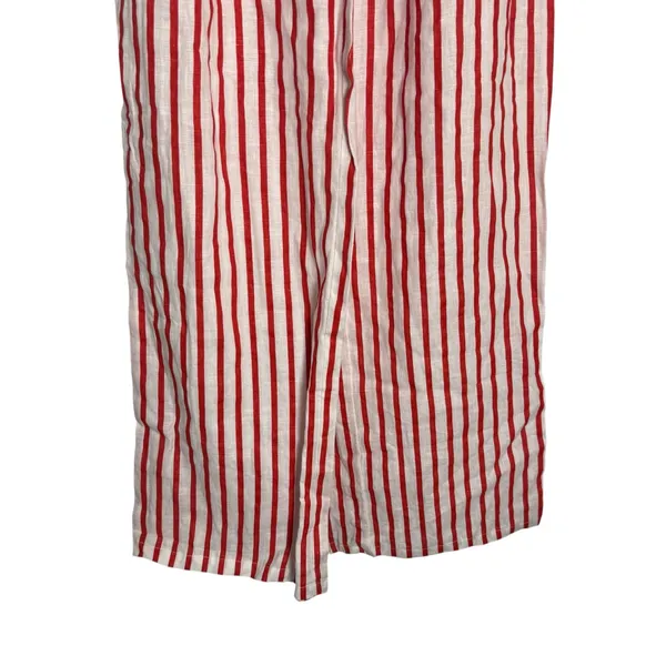 Aexae Revolve Red White Striped Linen Drawstring High Rise Wide Leg Pants Small - Image 7