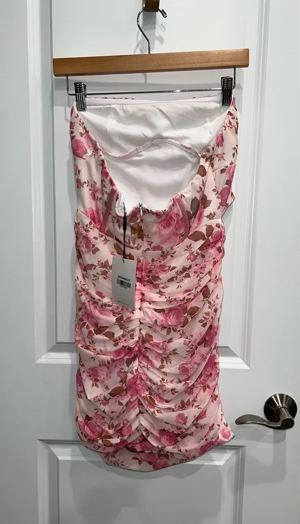Hello Molly Women’s Floral Truly Mine Strapless Ruched Mini Dress Size XL 10 NWT - Image 3