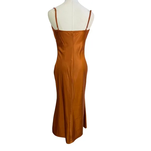 Meshki Tabitha Cowl Neck Midi Dress Burnt Orange - Image 8