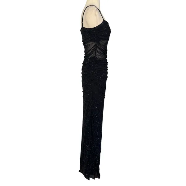 AFRM Jennan Rhinestone Illusion Maxi Dress Mesh Mid Section Black Size M - Image 7