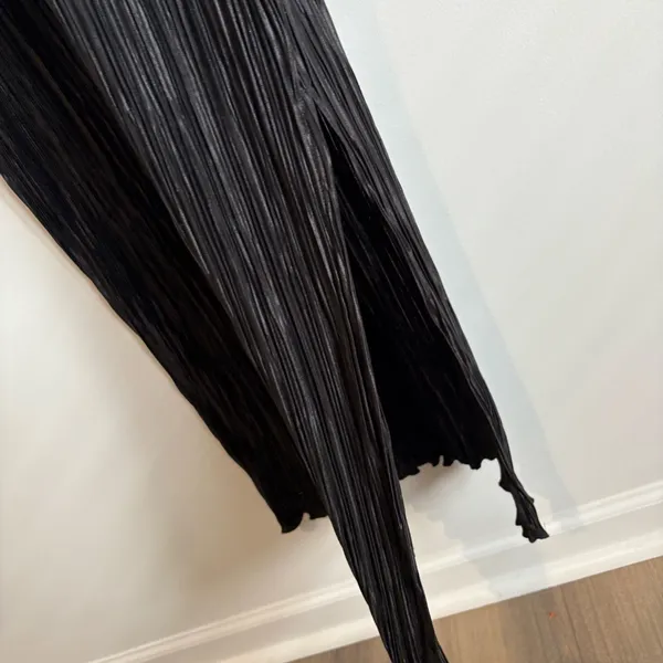 SHEIN pleated Crinkle short sleeve Slit maxi dress‎ black size 3XL - Image 5