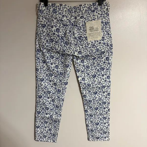 J.Crew Factory Toothpick Ankle Jeans 28 Blue White Floral Super Skinny 82835‎ - Image 10