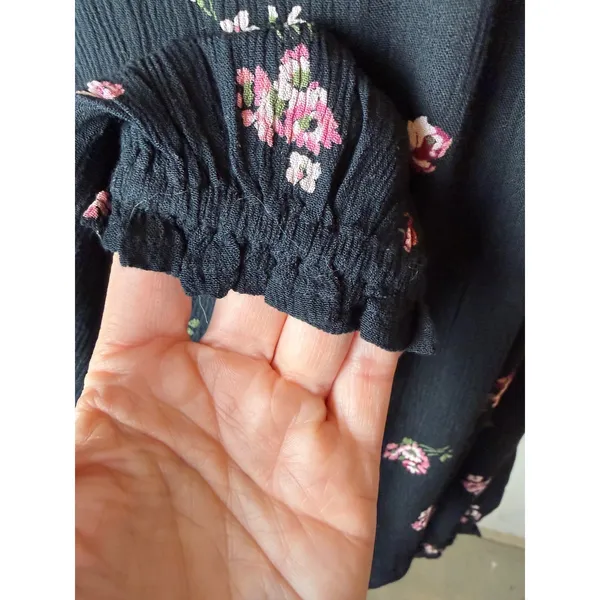 Hollister‎ Shirt Women XS Black Floral Long Sleeve Boho Top NWT Whimsigoth - Image 7