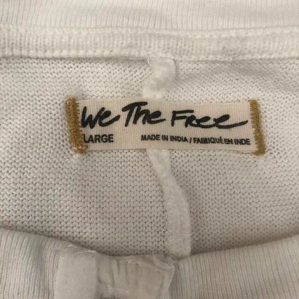 We the Free People Spirit Henley Tunic Top Embroidered Boho sweater sweatshirt blouse shirt button front white gold yellow long sleeve Size L-measurements in pics - Image 5