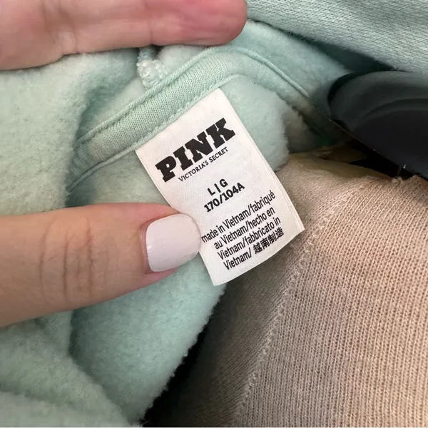 Victoria’s Secret PINK Mint Green Ski Aspen Campus Hoodie Large - Image 5