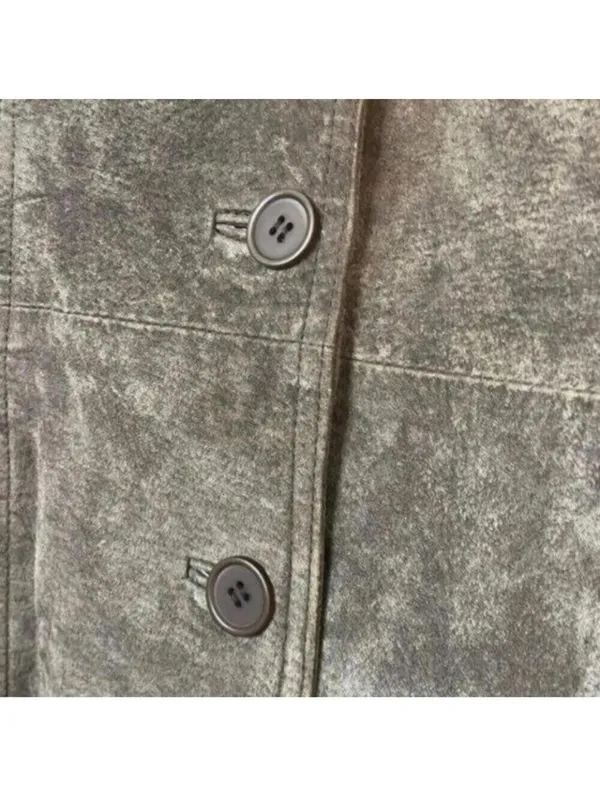 BB DAKOTA brown 100% Leather Long Sleeve Button Up Jacket Lined Classic Moto - Image 4