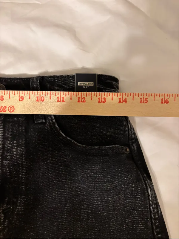 Abercrombie & Fitch Black Denim Midi Skirt Slit 27/4 - Image 5