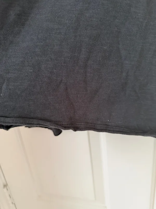 Zara Charcoal Distressed Long Sleeve Quarter Button Down Top - Image 4