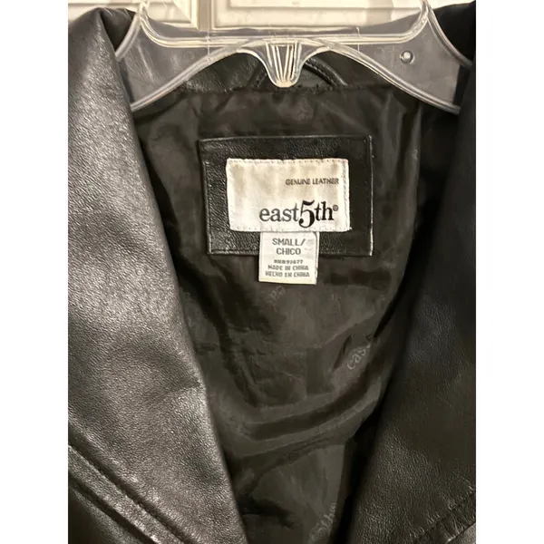 East 5th Womens Black Genuine Leather Zip Up‎ Jacket Size Small Tailored Coat - Image 2